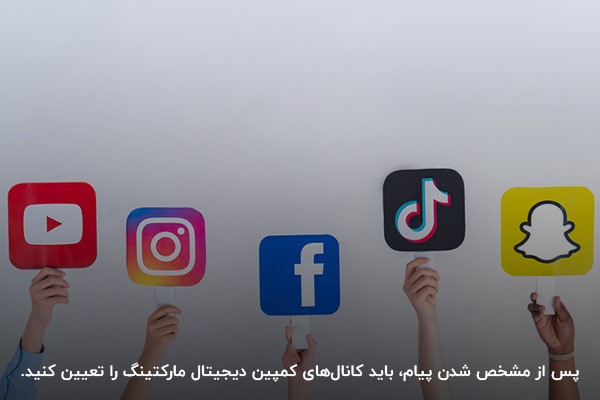 تصویری از انواع کانالهای شبکه اجتماعی برای اجرای کمپین دیجیتال مارکتینگ